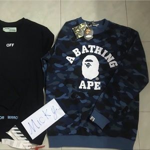 Bape camo blue a bathing ape sweater size L neww